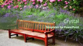  Presentation with flowery - Cool new PPT theme with bench-in-a-flowery-park backdrop and a tawny brown colored foreground