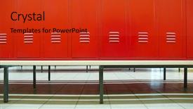  Presentation with locker room - Audience pleasing slides consisting of bench in a locker backdrop and a red colored foreground