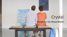  Presentation with art gallery - Audience pleasing presentation consisting of bench in art gallery backdrop and a soft green colored foreground