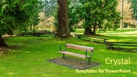  Presentation with residential - Theme with bench-in-park-with-residential background and a tawny brown colored foreground