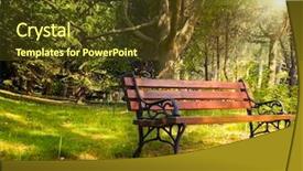  Presentation with green morning - Audience pleasing presentation theme consisting of bench is in a morning backdrop and a tawny brown colored foreground