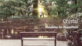  Presentation with pond - Slides having bench-near-pond-in-city background and a tawny brown colored foreground