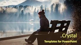  Presentation with autumn morning - Slides consisting of bench on a mist background and a tawny brown colored foreground