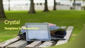  Presentation with college campus - Audience pleasing slide set consisting of bench on campus at college backdrop and a tawny brown colored foreground