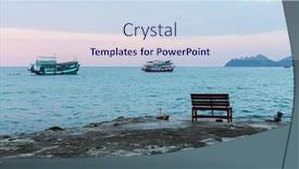  Presentation with dusk - PPT layouts with bench-on-the-seaside-promenade background and a lemonade colored foreground