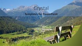  Presentation with alpine - PPT theme having bench-overlooking-lower-engadine-alpine background and a light blue colored foreground