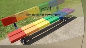  Presentation with rainbow - Slides consisting of bench-painted-with-a-rainbow background and a gold colored foreground