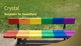  Presentation with rainbow - Presentation theme with bench-painted-with-a-rainbow background and a tawny brown colored foreground