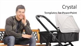  Presentation with baby sitting - Beautiful presentation design featuring bench with a baby backdrop and a white colored foreground