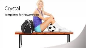  Presentation with football play diagram - Colorful PPT theme enhanced with bench with a sports bag backdrop and a white colored foreground