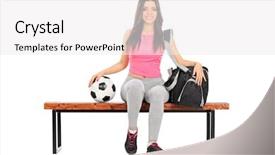  Presentation with football - Amazing theme having bench with a sports bag backdrop and a white colored foreground