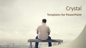  Presentation with man sitting bench - Cool new PPT theme with bench with his back backdrop and a cream colored foreground