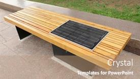  Presentation with solar panel - Slide deck with bench with solar panel on street background and a coral colored foreground