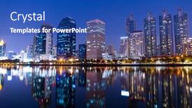  Presentation with park night city - Colorful PPT theme enhanced with benchakitti-park-in-bangkok backdrop and a cobalt blue colored foreground
