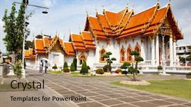  Presentation with bangkok - Presentation theme consisting of benchamabopit the marble temple bangkok background and a coral colored foreground