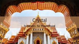  Presentation with bangkok - Slide set having benchamabopit the marble temple bangkok background and a coral colored foreground
