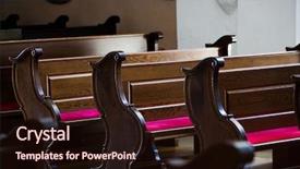  Presentation with catholic old - Slides having benches in old catholic church background and a wine colored foreground