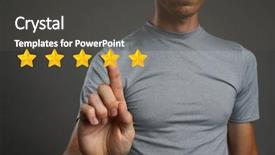  Presentation with five star - Beautiful PPT layouts featuring benchmark - five star rating or ranking backdrop and a dark gray colored foreground
