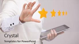  Presentation with five star - Amazing slide deck having benchmark - five star rating or ranking backdrop and a light gray colored foreground