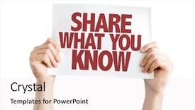  Presentation with share to connect - Theme consisting of benchmark - share what you know placard background and a sky blue colored foreground