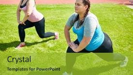  Presentation with group of girls - Audience pleasing presentation consisting of bended knees - group of friendly girls stretching backdrop and a gold colored foreground