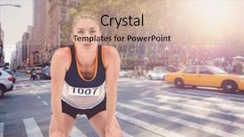  Presentation with new york - Beautiful slides featuring bended knees - tired athlete standing with hand backdrop and a  colored foreground