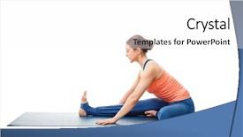  Presentation with posture - Audience pleasing PPT layouts consisting of bended knees - young beautiful sporty fit woman backdrop and a white colored foreground