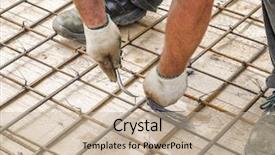  Presentation with reinforcement steel - Presentation theme enhanced with bender hands fixing steel reinforcement background and a mint green colored foreground