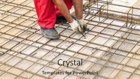  Presentation with reinforcement steel - Presentation theme featuring bender hands fixing steel reinforcement background and a soft green colored foreground