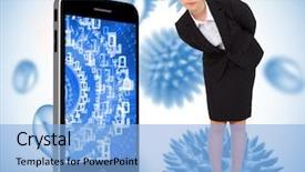  Presentation with cells - Presentation design featuring bending against blue virus cells background and a light blue colored foreground