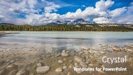  Presentation with fall mountains - Colorful PPT theme enhanced with beneaped-medicine-lake backdrop and a coral colored foreground