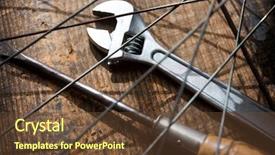  Presentation with screw driver - Amazing PPT theme having wrench turn wheel knob backdrop and a tawny brown colored foreground
