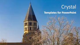  Presentation with fire department drone - PPT theme with benedictine-abbey-cluny-saone-et background and a teal colored foreground