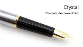  Presentation with fountain pen - Presentation design featuring beneficiaries - close-up of a fountain pen background and a white colored foreground