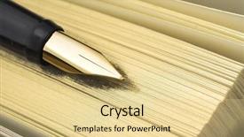  Presentation with agenda - Audience pleasing slide set consisting of beneficiaries - golden pen on golden agenda backdrop and a blonde colored foreground