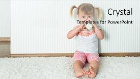  Presentation with milk - Cool new slide deck with benefit eating breakfast - 2-year-old girl drink the milk backdrop and a  colored foreground