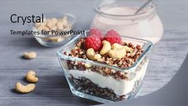  Presentation with quinoa - Slide deck consisting of benefit eating breakfast - glass bowl with tasty quinoa background and a light gray colored foreground