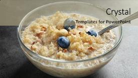  Presentation with quinoa tech - Slides enhanced with benefit eating breakfast - glass bowl with tasty quinoa background and a mint green colored foreground