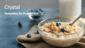  Presentation with quinoa - Colorful PPT layouts enhanced with benefit eating breakfast - glass bowl with tasty quinoa backdrop and a  colored foreground