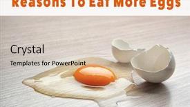  Presentation with broken egg - Slide set enhanced with benefit eating breakfast - raw broken egg on wooden background and a  colored foreground