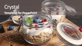  Presentation with quinoa - Colorful slide deck enhanced with benefit eating breakfast - tasty quinoa with berries backdrop and a gray colored foreground