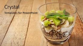  Presentation with quinoa - Cool new PPT theme with benefit eating breakfast - tasty quinoa with fruits backdrop and a coral colored foreground