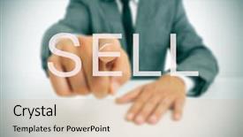  Presentation with benefit - Colorful presentation design enhanced with benefit options - businessman sitting in a desk backdrop and a coral colored foreground