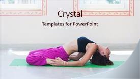  Presentation with practice in hospital - PPT theme enhanced with benefits exercise - adult woman practice yoga indoor background and a  colored foreground