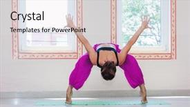  Presentation with wellness practice - PPT layouts consisting of benefits exercise - adult woman practice yoga indoor background and a  colored foreground