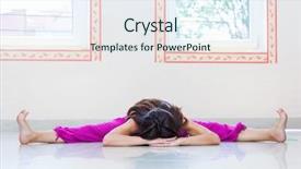  Presentation with stretch - Cool new slide deck with benefits exercise - adult woman practice yoga stretch backdrop and a  colored foreground