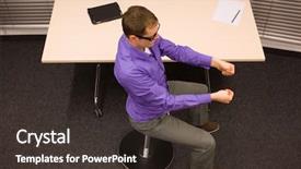  Presentation with office ergonomics man worker exercising - Slide set consisting of benefits exercise - male office worker exercising background and a tawny brown colored foreground
