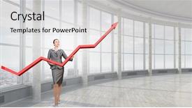  Presentation with growth - Slide deck enhanced with benefits girl planning - woman presenting growth concept mixed background and a  colored foreground