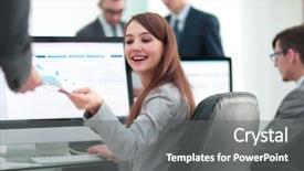  Presentation with graphics - Colorful PPT layouts enhanced with benefits girl planning - young beautiful woman examines graphics backdrop and a  colored foreground