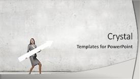  Presentation with success arrow 24 - Presentation theme having benefits girl planning - young businesswoman in suit background and a white colored foreground